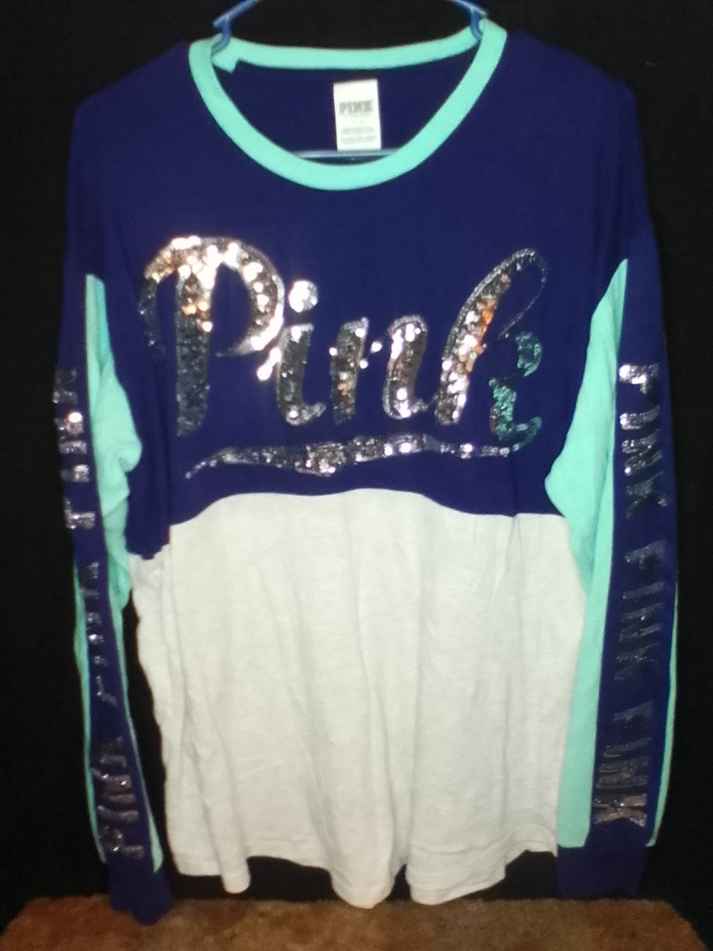 PINK Long Sleeve Bling Top Large
